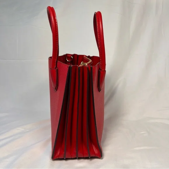 Michael Kors Bright Red Leather Tote HangBag Purse - Picture 3 of 8